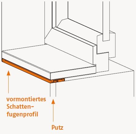 Innenfensterbank DeluxeLine mit Schattenfugen - Skizze
