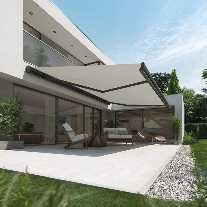 Elektrische Vollkassettenmarkise nach Maß | Sicht von unten 2 | Erlich-bauhandel