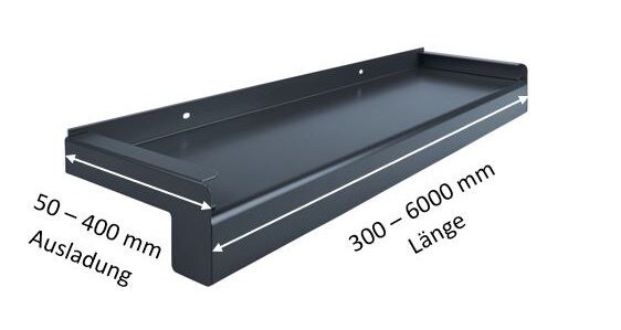 Infos Alufensterbank Ausladung Länge RAL 7016